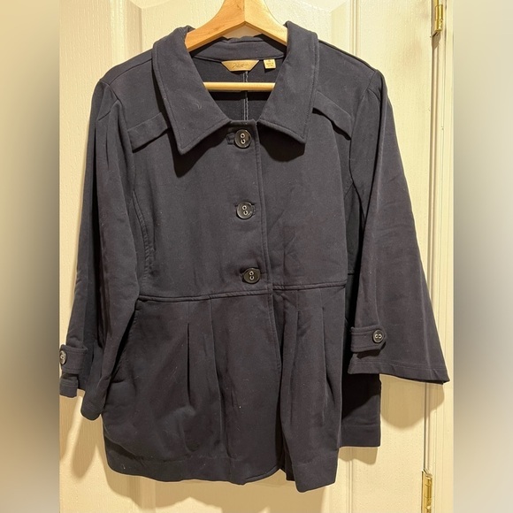 motto Jackets & Blazers - Motto Jersey 3 Button Peplum Jacket  Coat Navy Blue Cotton Blend Plus Size 1X